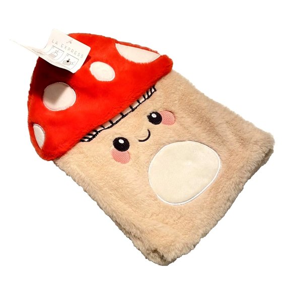 Mushroom Hot Water Bottle Cute Soft Fuzzy Plush Warm Water Bag Heat Relief New - Picture 2 of 10